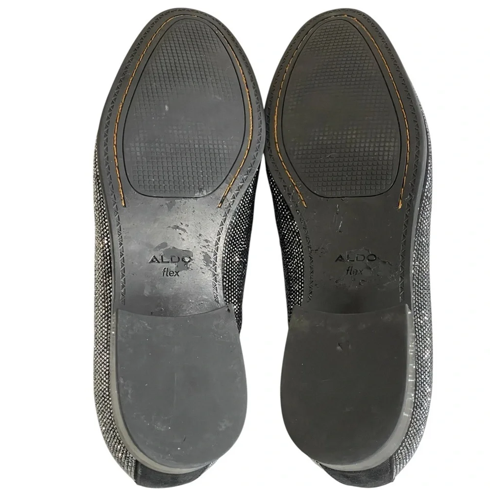 ALDO REGALO GUNMETAL RHINESTONE FESTIVE DRESS LOAFERS SZ 11 MED